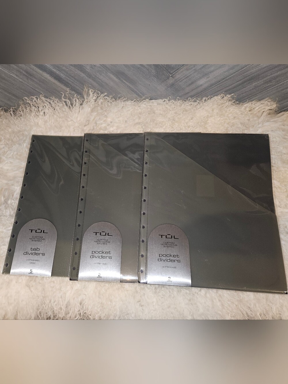 New TUL Divider Tabs & Pockets Gray Use With Discbound Note Taking System
